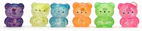 Squeeze Sugar Bear With Glitter 6cm 1 Piece - Assorted Colours Available