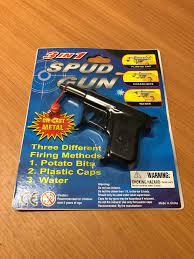 Spud Gun 3 In 1 Die-Cast Metal 1 PC - Firing Water Pistol, Plastic Caps, Potato Bits