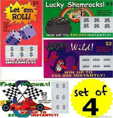Fake Lotto Tickets Set Of 4 Gag