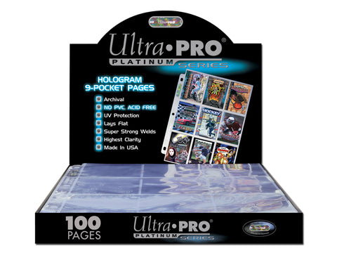 Ultra Pro Page - 9 Pocket Platinum Page for Standard Size Cards Pack 100