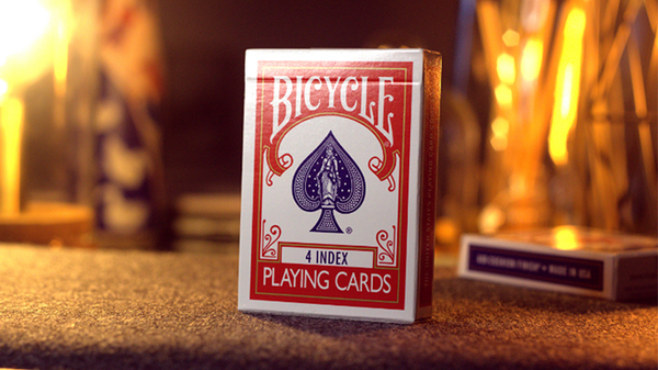 Bicycle 4 Index Red Deck Playing Cards (Gimmicks and Online Instructions) Magic Trick