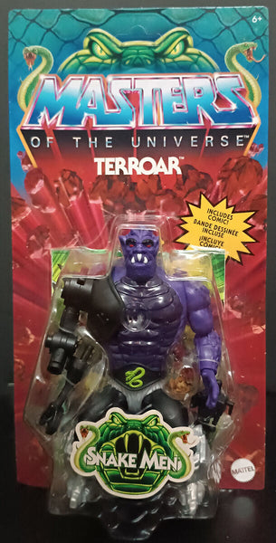 Masters Of The Universe Origins Terroar 5 1/2 Inch Action Figure - PACKAGING PLASTIC CLEAR BUBBLE NOT GLUED PROPERLY TO THE CARD, HAS SOME STICKY TAPE TO HOLD IT