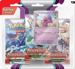 POKÉMON TCG Scarlet & Violet Paldea Evolved Three-Booster Blister Tinkatink Factory Sealed