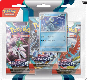 Pokemon TCG Scarlet and Violet Paradox Rift Three Booster Blister Arctibax Factory Sealed