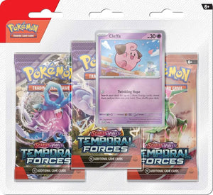 POKÉMON TCG Scarlet & Violet Temporal Forces Three Booster Blister Cleffa Factory Sealed