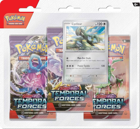 POKÉMON TCG Scarlet & Violet Temporal Forces Three Booster Blister Cyclizar Factory Sealed