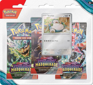 POKÉMON TCG Scarlet & Violet Twilight Masquerade Three Booster Blister Snorlax Factory Sealed