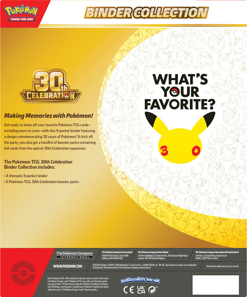 Pokémon TCG 30th Celebration Binder Collection Factory Sealed