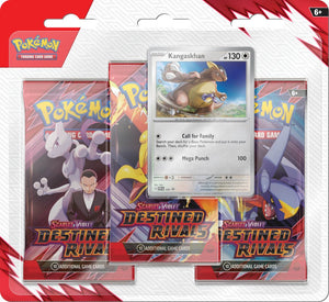 Pokemon TCG Scarlet & Violet Destined Rivals Three Booster Blister Kangaskhan Factory Sealed