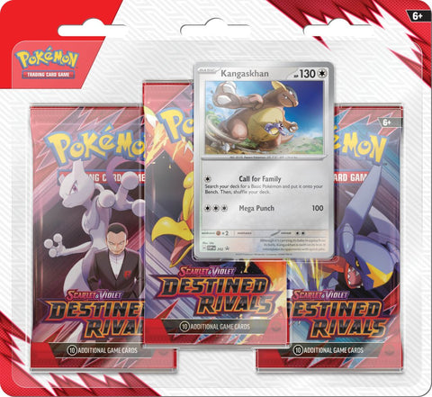 Pokemon TCG Scarlet & Violet Destined Rivals Three Booster Blister Kangaskhan Factory Sealed