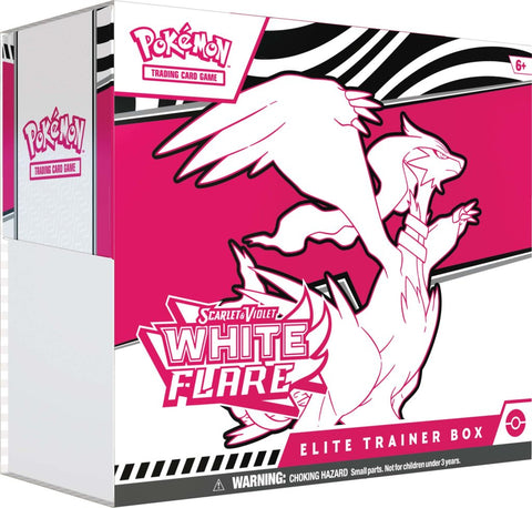 Pokémon TCG Scarlet & Violet White Flare Elite Trainer Box Factory Sealed *CLEAR PLASTIC SHRINK WRAP PACKAGING HAS AN 9CM RIP*