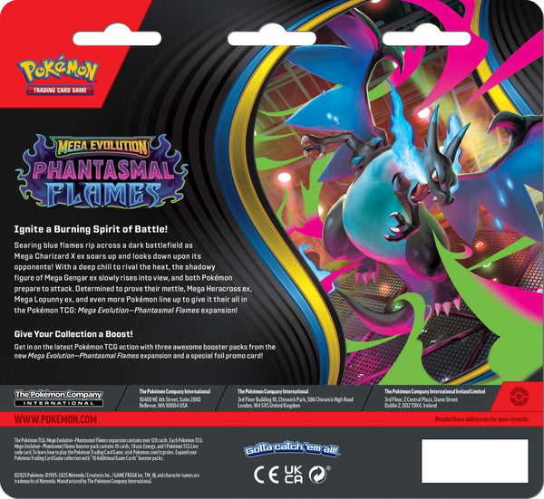Pokemon TCG Mega Evolution Phantasmal Flames Three Booster Blister Weavile Factory Sealed
