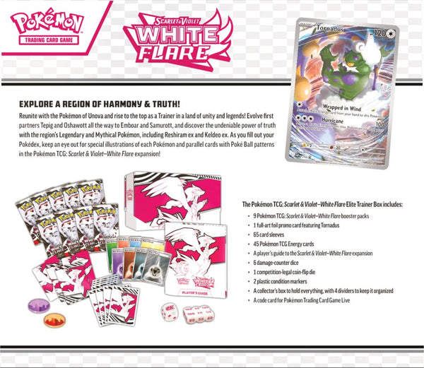 Pokémon TCG Scarlet & Violet White Flare Elite Trainer Box Factory Sealed *CLEAR PLASTIC SHRINK WRAP PACKAGING HAS AN 9CM RIP*