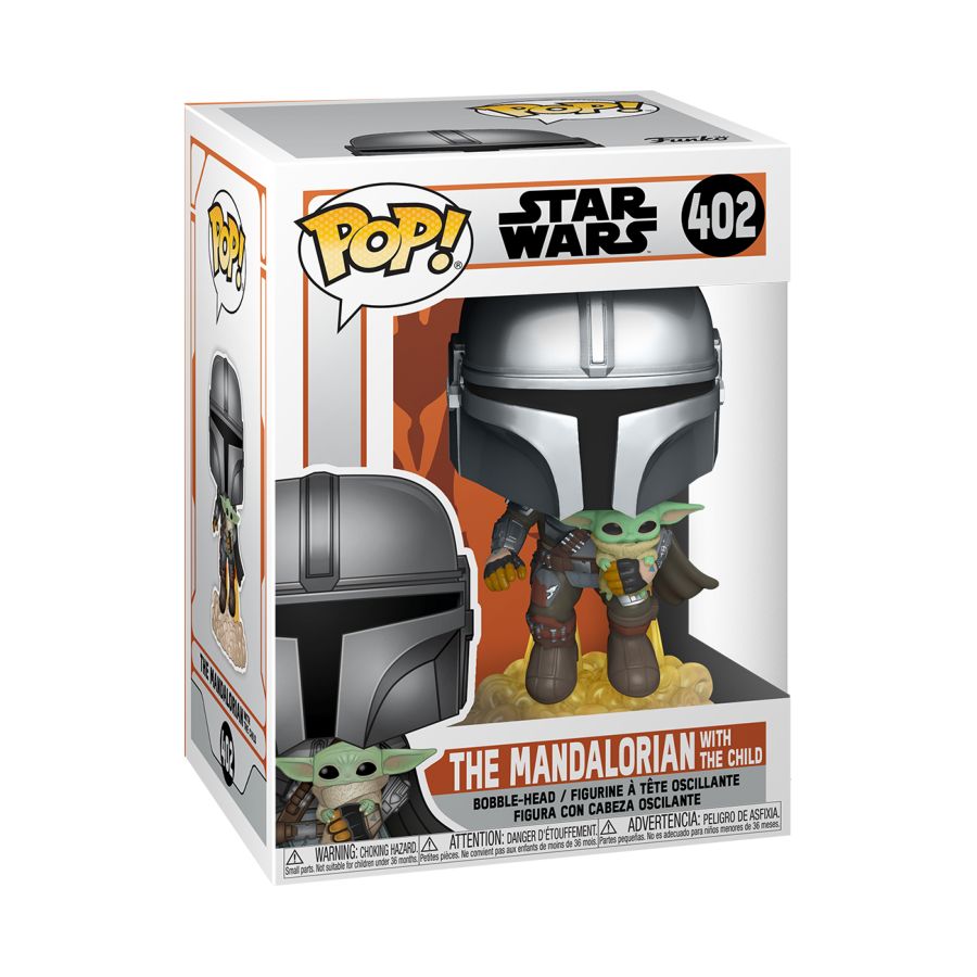 Star Wars The Mandalorian - Mandalorian with the Child Jetpack Flying Pop! 402 Vinyl