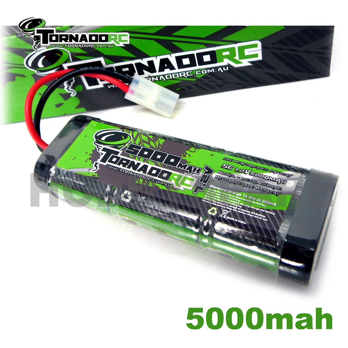 Batteria Ricaricabile NiMH 7.2V 5000mAh Con Connettore Tamiya – Per Auto RC, Tamiya, HPI, Losi, Kyosho, 135x47x24.5mm