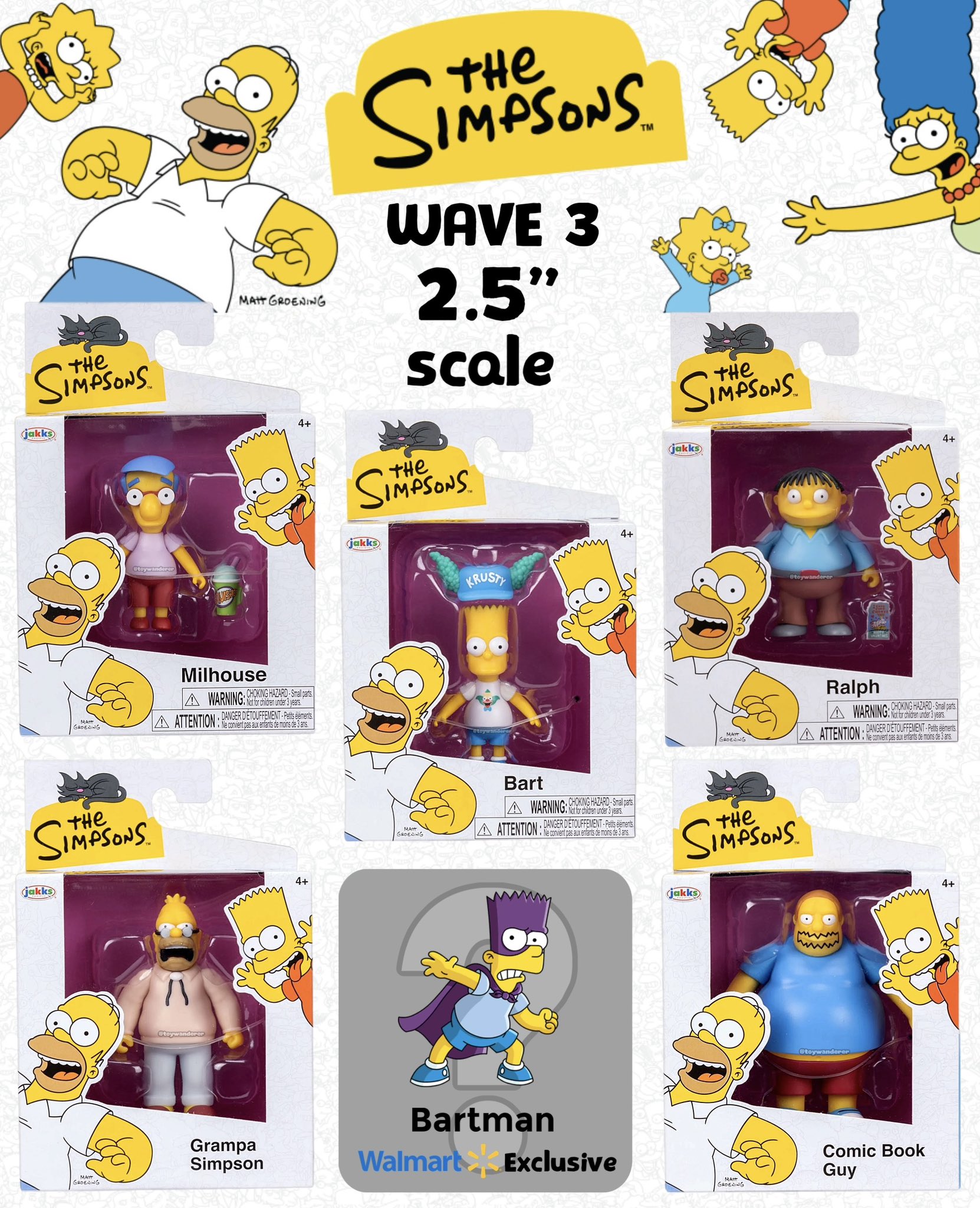 The Simpsons 2.5" Scaled Figure Wave 3 - Assorted Characters Available