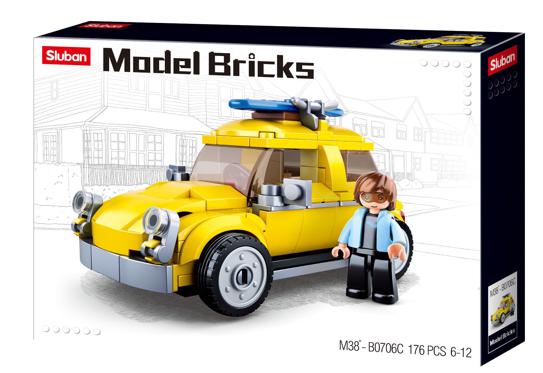 MODEL BRICKS YELLOW CAR 176 PCS M38-B0706C BUILDING BLOCKS