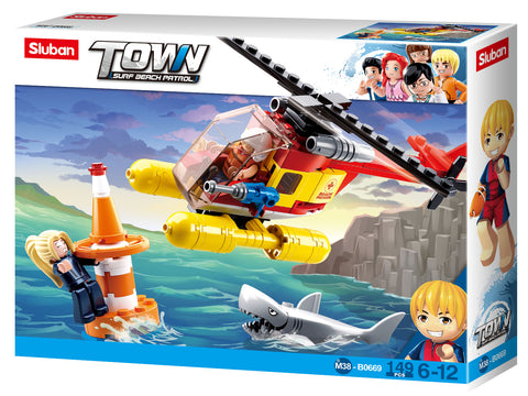 TOWN SURF BEACH PATROL HELICOPTER 149 PCS M38-B0669 BUILDING BLOCKS