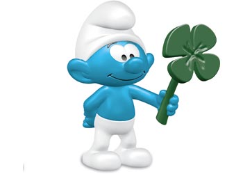 Smurf With Clover Leaf Figure