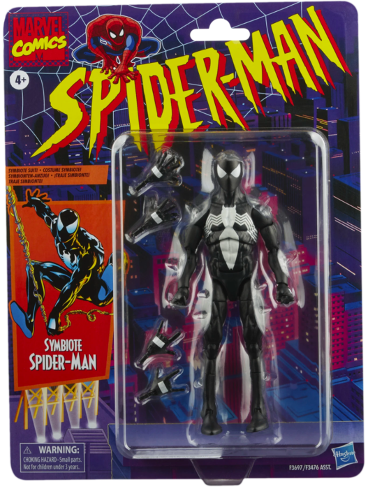 Spider-Man Retro Marvel Legends Symbiote Spider-Man 6" Action Figure CRACKED BUBBLE