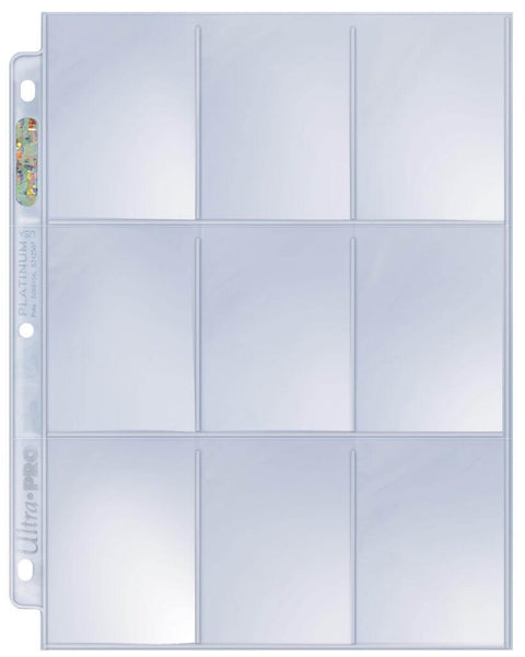 Ultra Pro Page - 9 Pocket Platinum Page for Standard Size Cards Pack 100